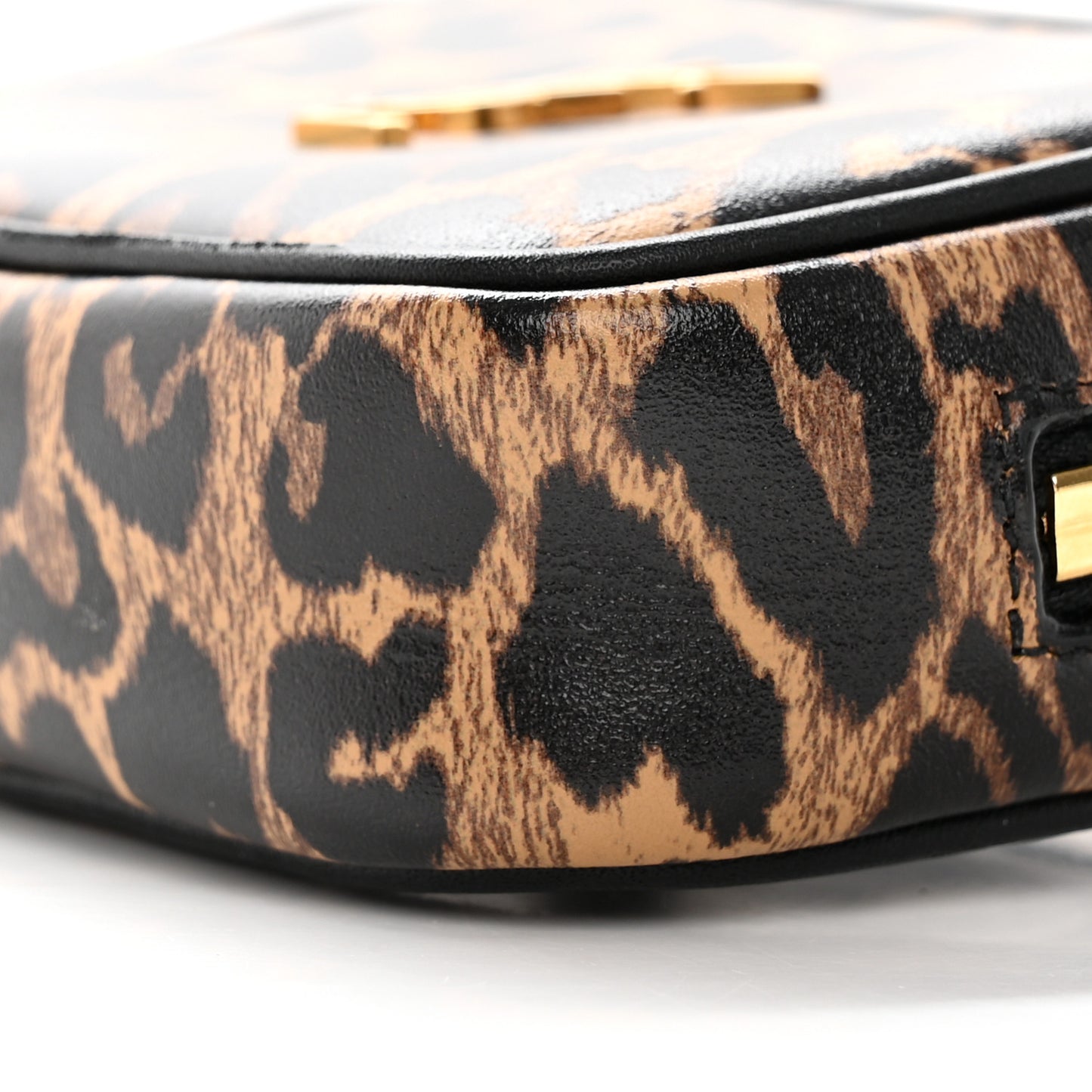 Calfskin Heart Leopard Print Monogram Baby Lou Camera Bag Toffee