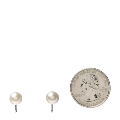 Mikimoto 18K White Gold Pearl 7-7.5mm Screw Back Earrings 2 of 4