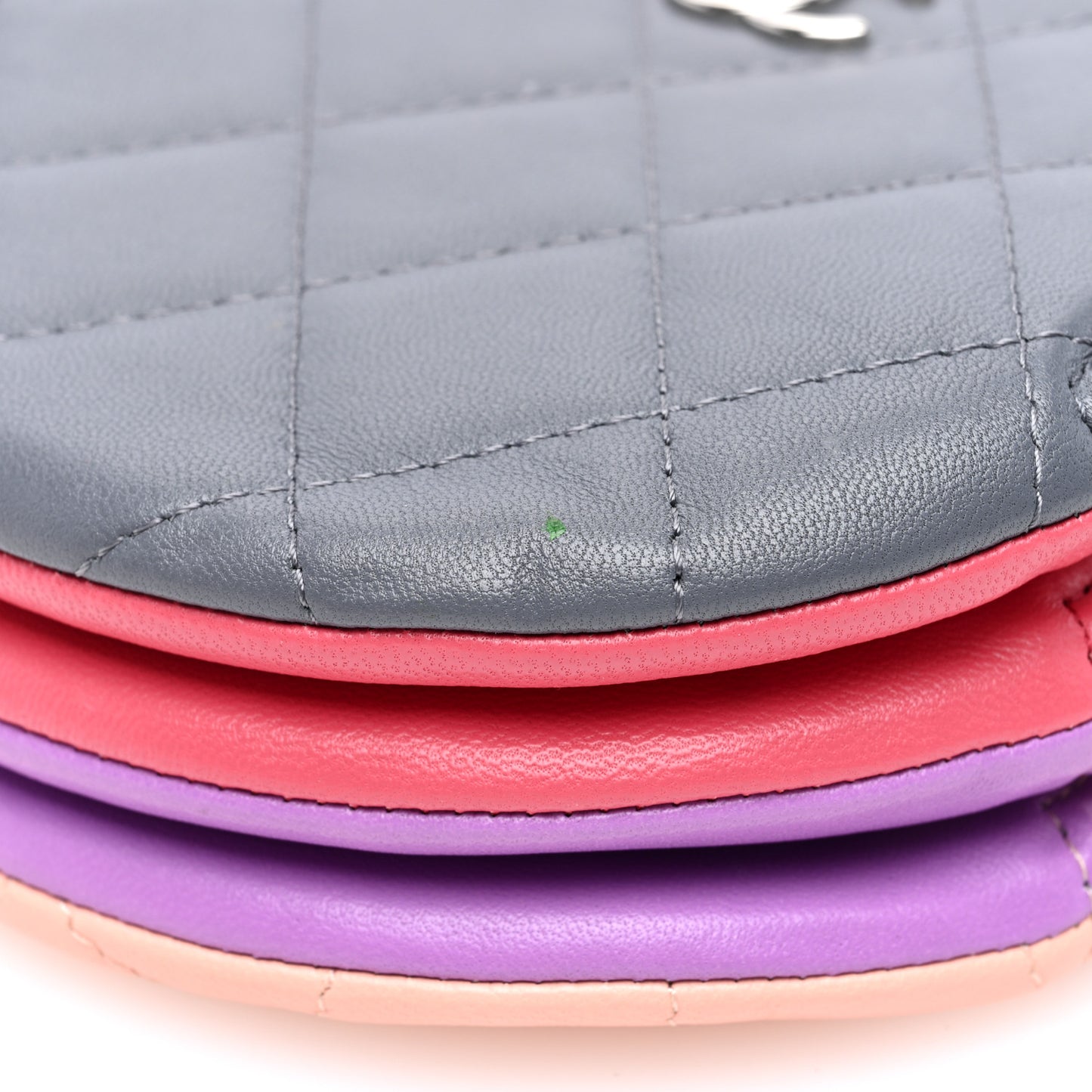 Lambskin Quilted Round Clutch With Chain Multicolor