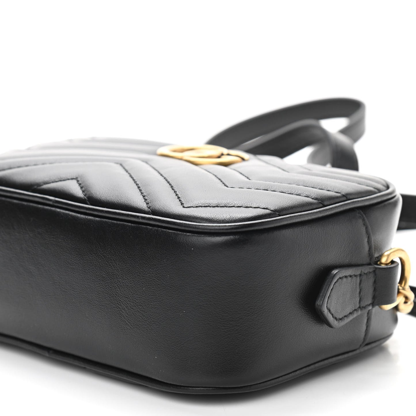 Calfskin Matelasse Mini GG Marmont Chain Shoulder Bag Black