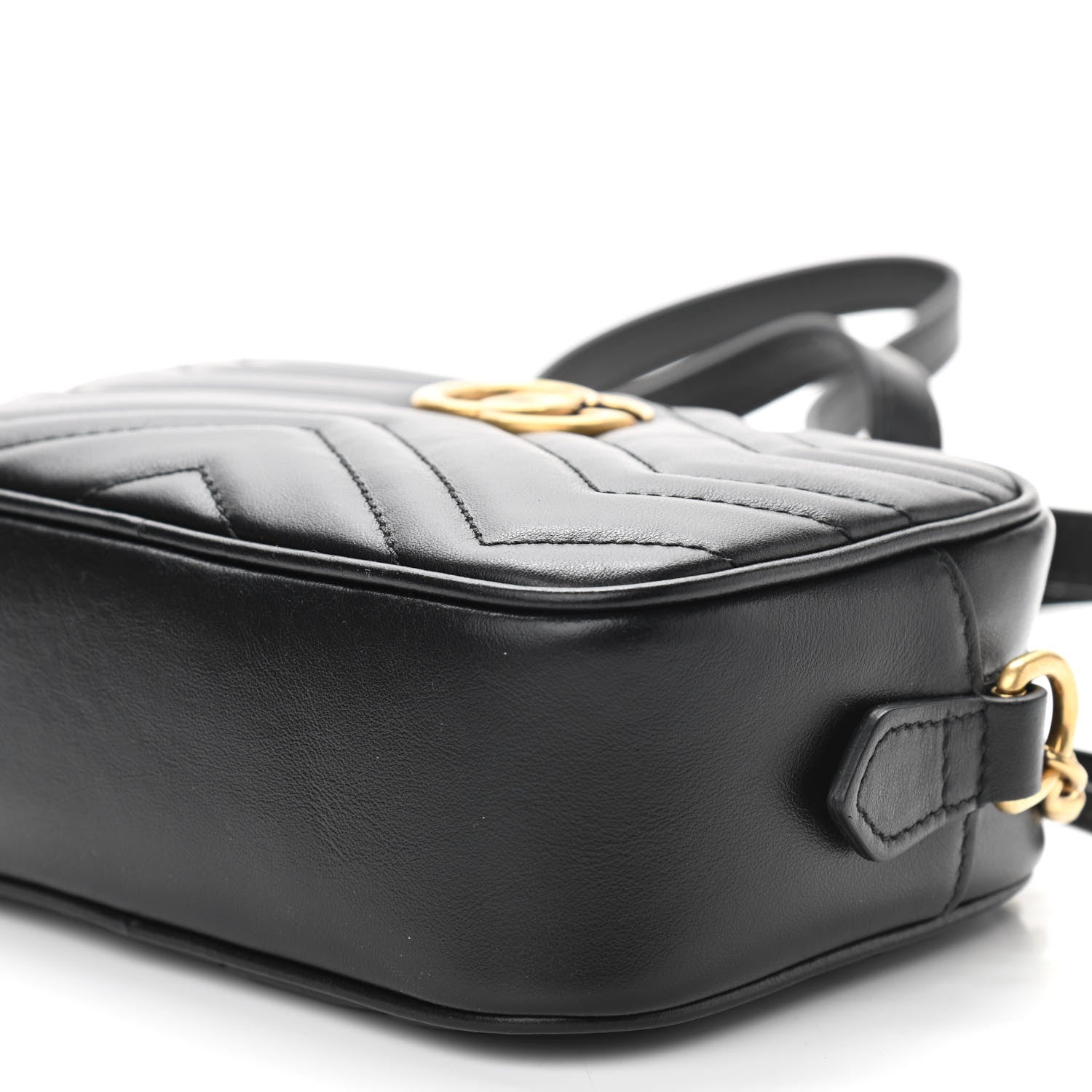 Gucci Calfskin Matelasse Mini GG Marmont Chain Shoulder Bag Black 6 of 10