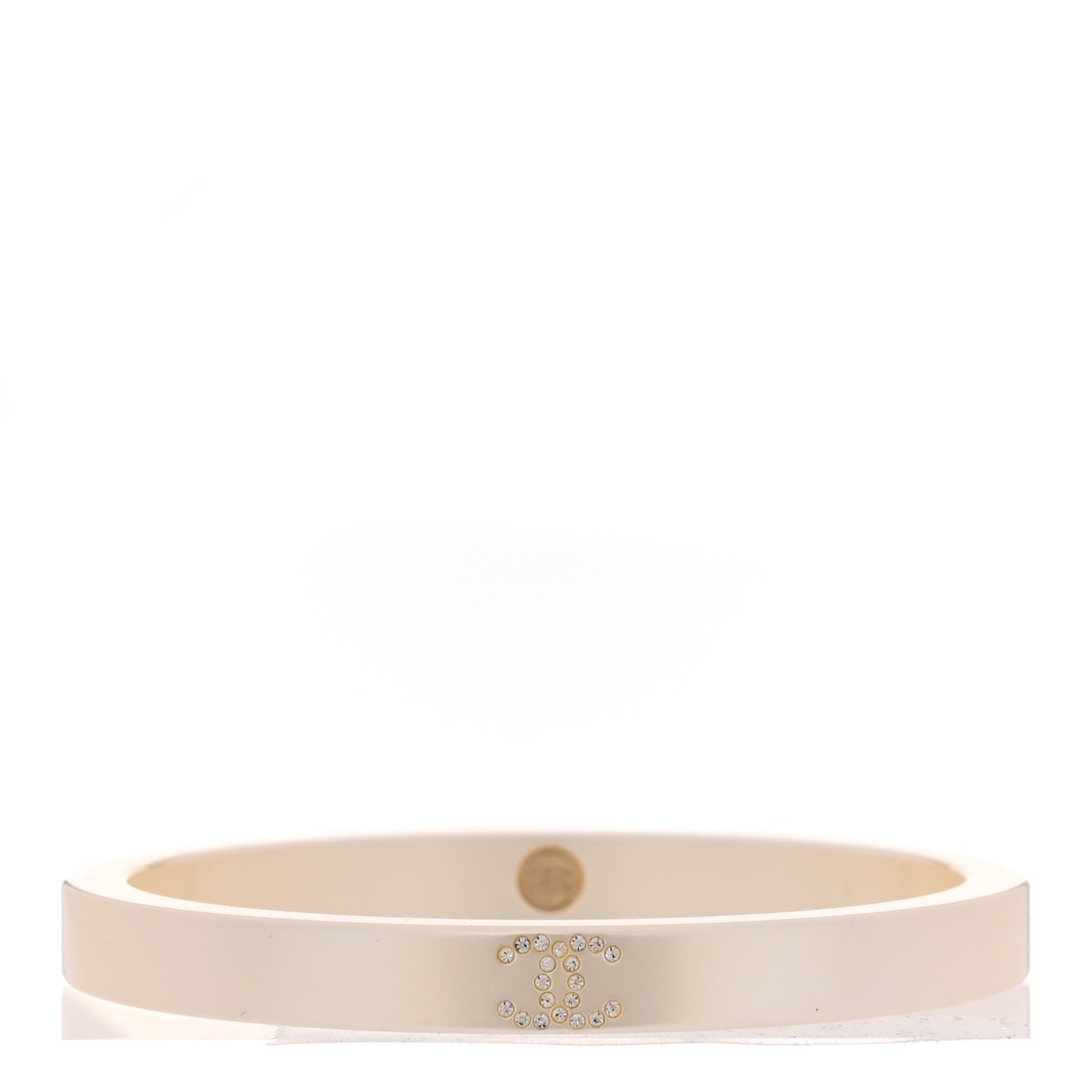 Resin Crystal CC Bangle Bracelet White
