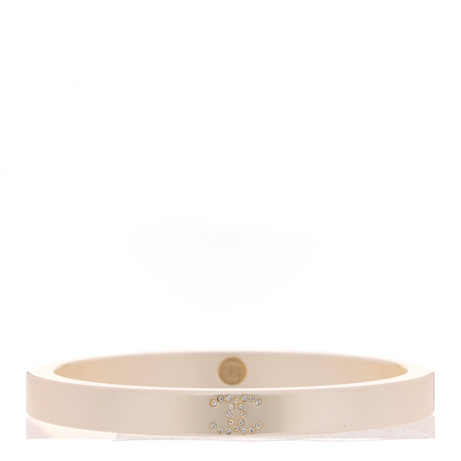 Chanel Resin Crystal CC Bangle Bracelet White 3 of 5