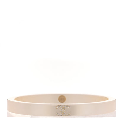 Chanel Resin Crystal CC Bangle Bracelet White 3 of 5