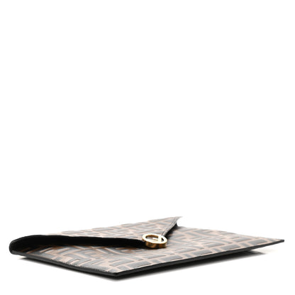Fendi Vitello Soft F is Fendi Bi-Color FF 1974 Embossed Envelope Pouch Maya Black 4 of 8