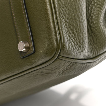 Hermes Taurillon Clemence Birkin 35 Vert Olive 11 of 16