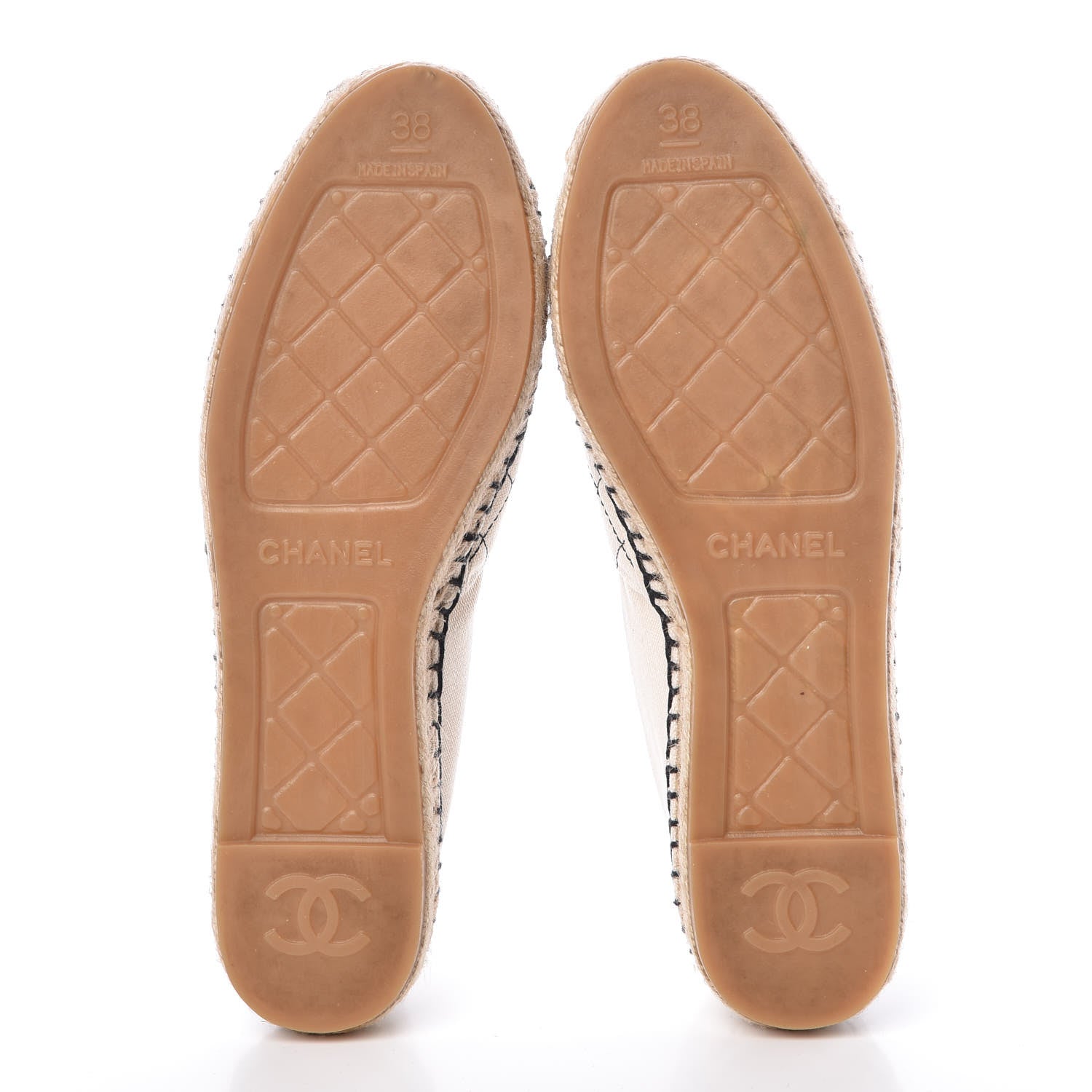 Chanel Fabric Biarritz CC Espadrilles 38 Beige Black 5 of 9