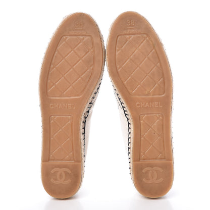 Chanel Fabric Biarritz CC Espadrilles 38 Beige Black 5 of 9