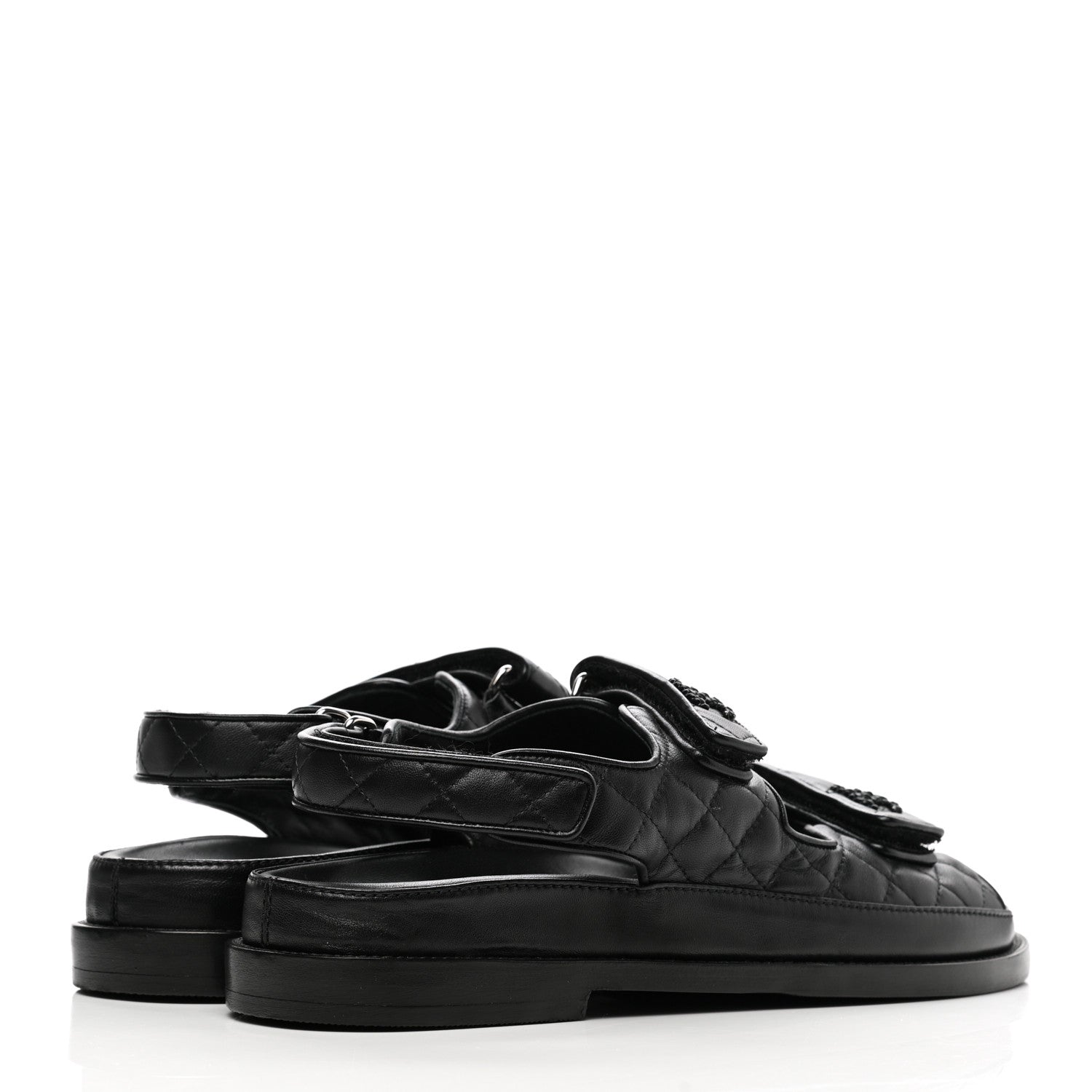 Chanel Lambskin Velcro Dad Sandals 40.5 Black 4 of 9