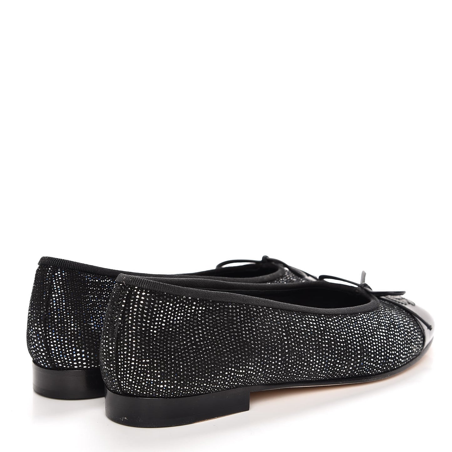 Fantasy Goatskin Patent Calfskin CC Cap Toe Ballerina Flats 36.5 Black Blue