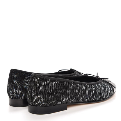 Chanel Fantasy Goatskin Patent Calfskin CC Cap Toe Ballerina Flats 36.5 Black Blue 4 of 9