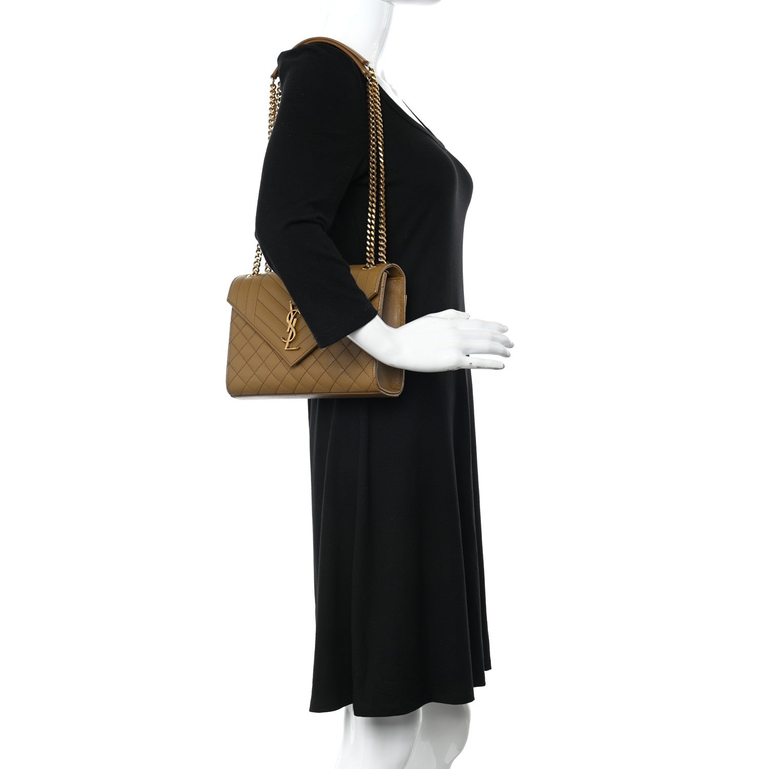 Saint Laurent Grain De Poudre Textured Mixed Matelasse Triquilt Medium Monogram Satchel Old Oil 2 of 9
