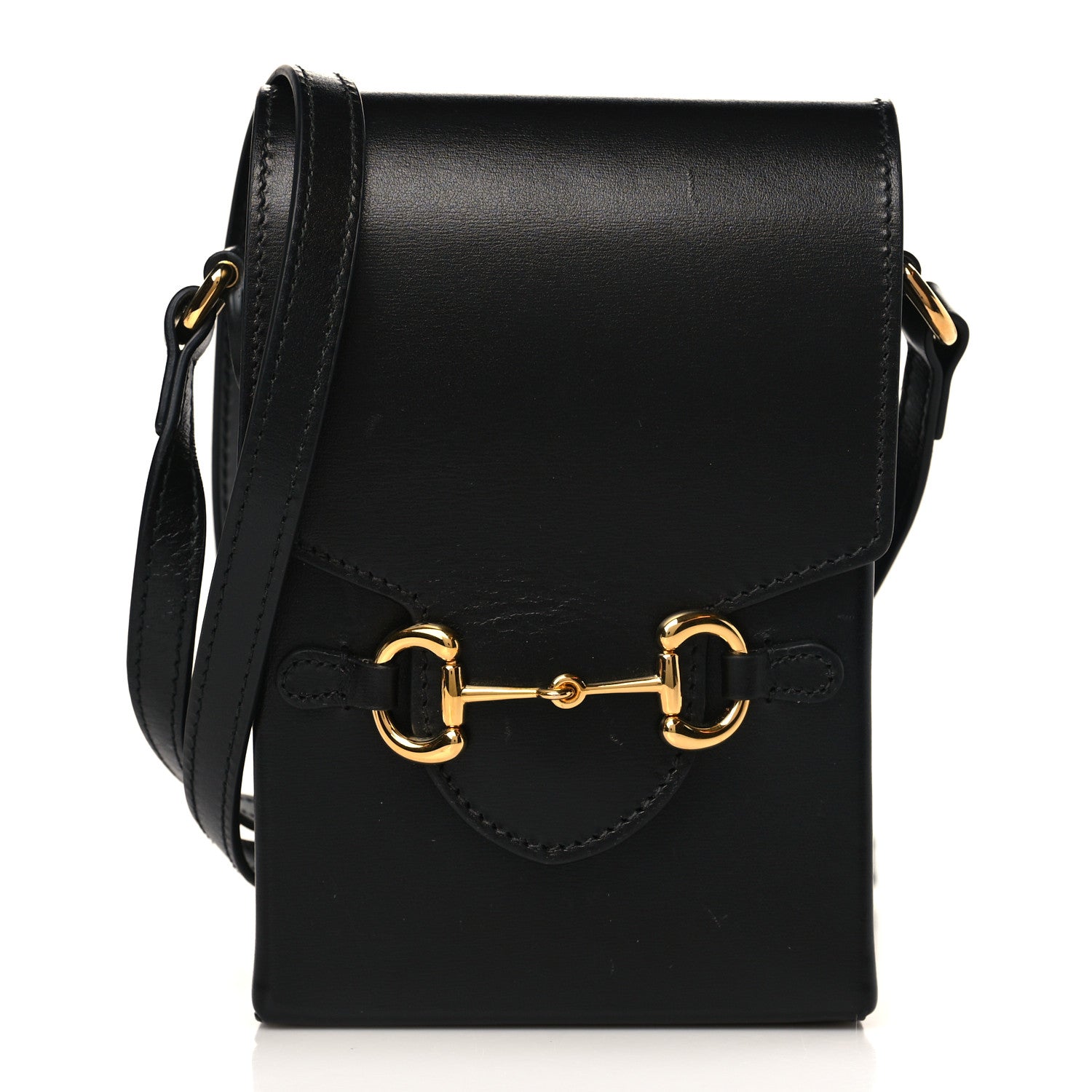 Gucci Boarded Plutone Calfskin Mini Horsebit 1955 Crossbody Bag Black 1 of 10