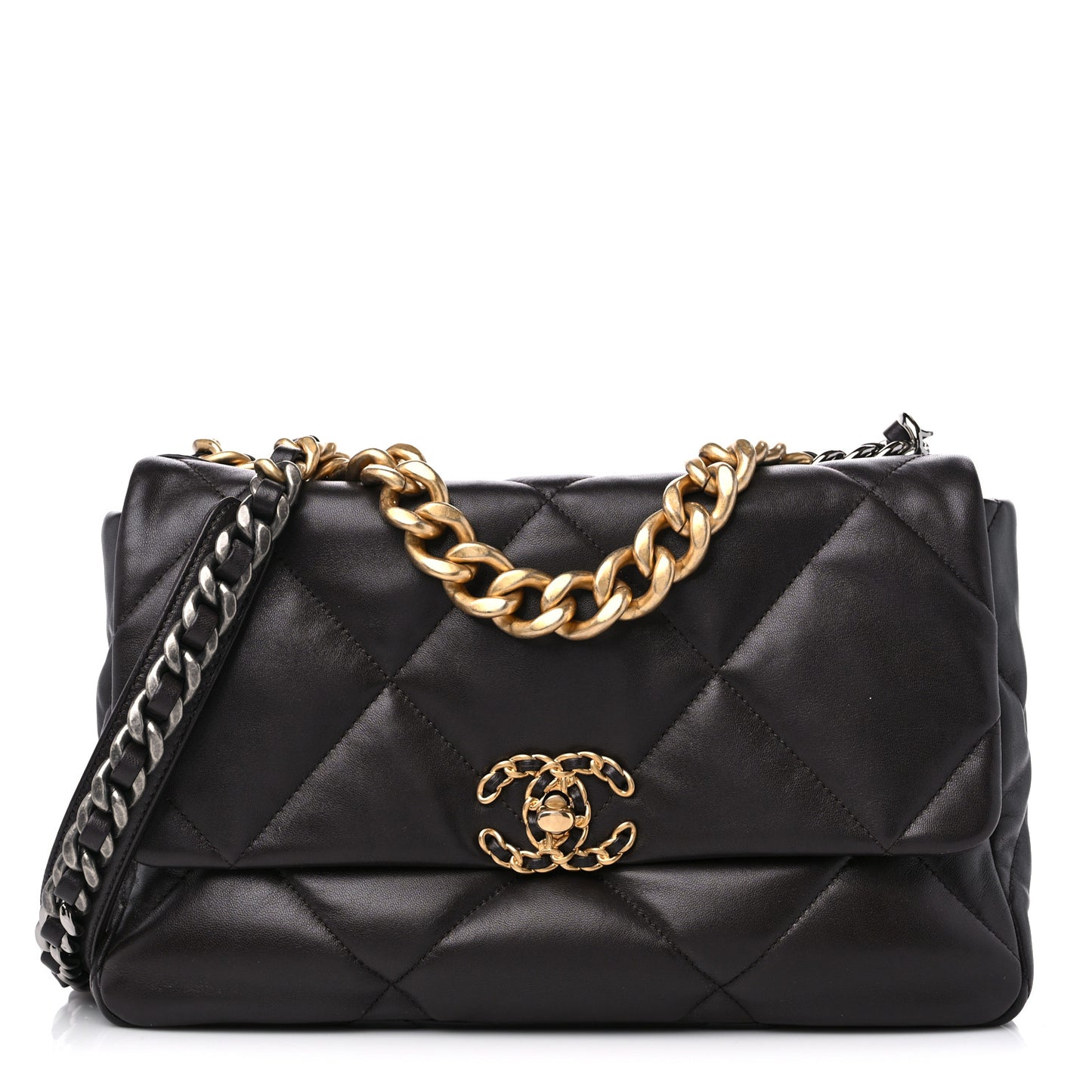 Lambskin Quilted Large Chanel 19 Flap Dark Brown