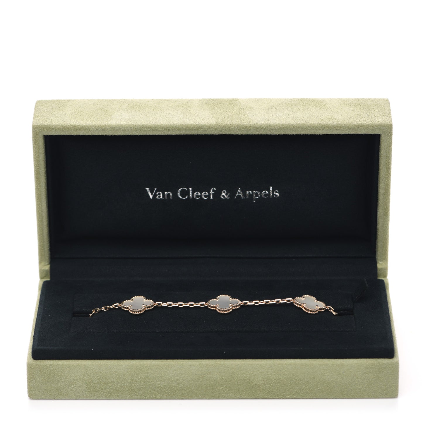 18K Yellow Gold Mother of Pearl 5 Motifs Vintage Alhambra Bracelet