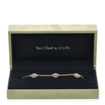 Van Cleef & Arpels 18K Yellow Gold Mother of Pearl 5 Motifs Vintage Alhambra Bracelet 8 of 8