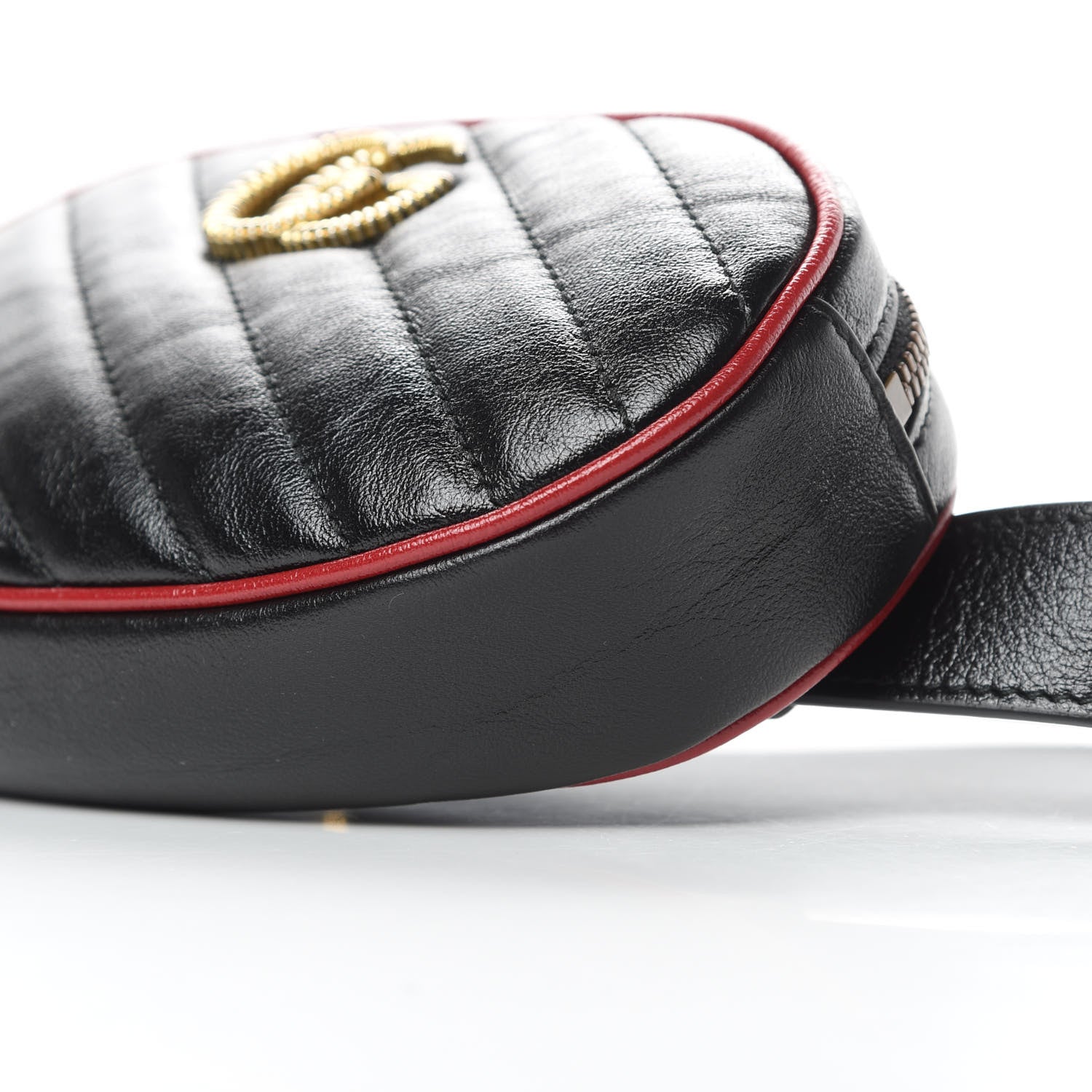 Gucci Azalea Calfskin Matelasse Diagonal Torchon GG Marmont Belt Bag 85 34 Black Romantic Cerise 10 of 11