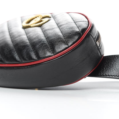 Gucci Azalea Calfskin Matelasse Diagonal Torchon GG Marmont Belt Bag 85 34 Black Romantic Cerise 10 of 11