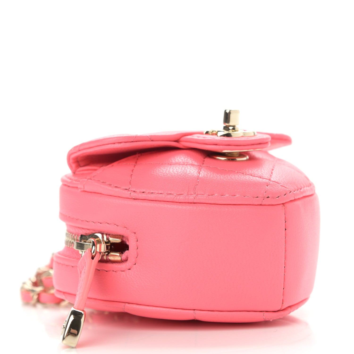 Chanel Lambskin Quilted CC In Love Heart Coin Purse With Chain Pink 5 of 12