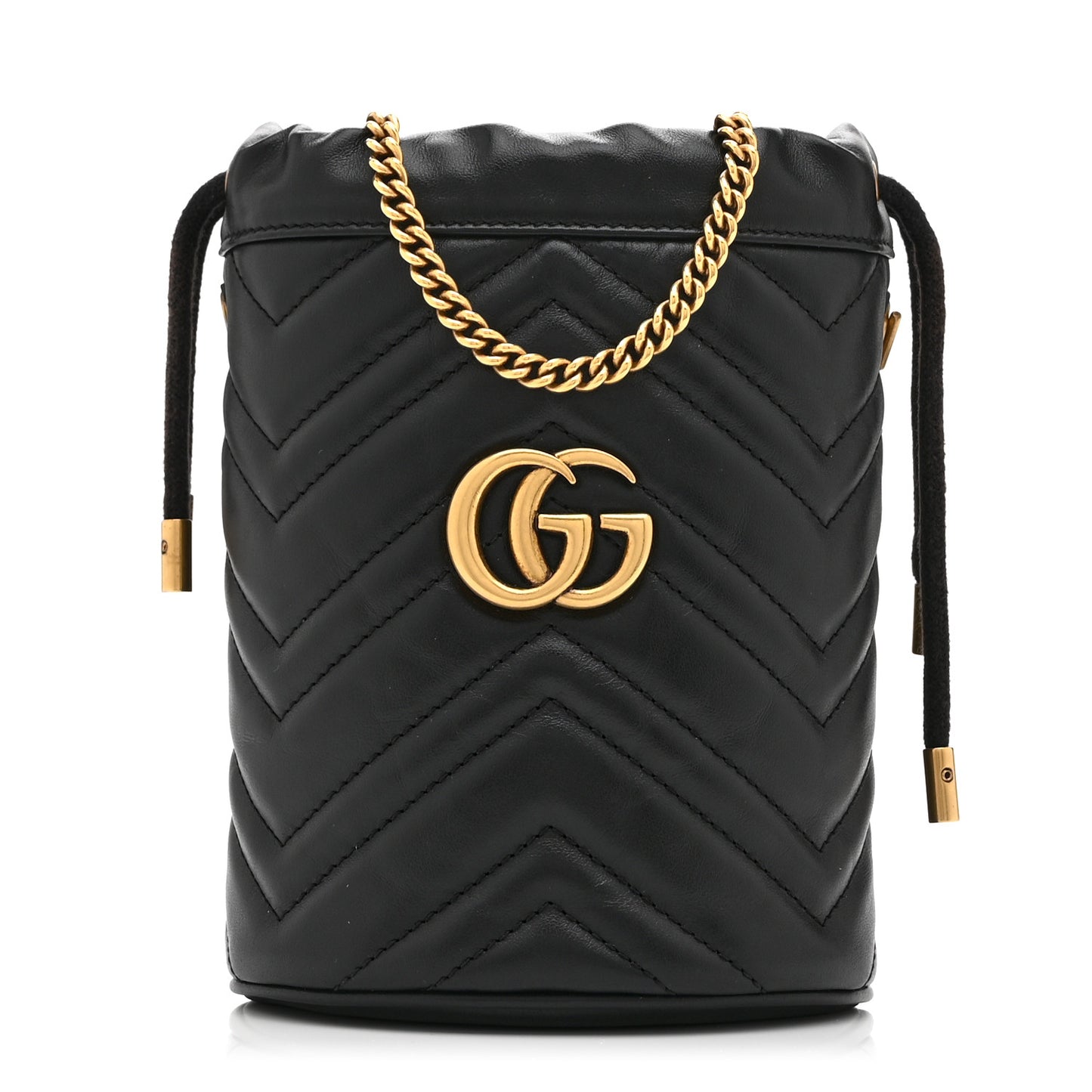 Calfskin Matelasse Mini GG Marmont 2.0 Bucket Bag Black