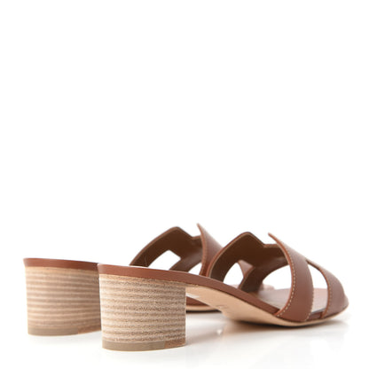 Hermes Calfskin Oasis Sandals 37 Gold 4 of 9