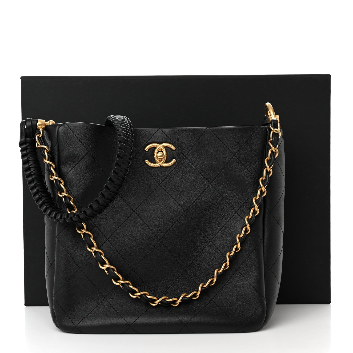 Chanel Calfskin Quilted Framing Chain Hobo Black 11 of 11