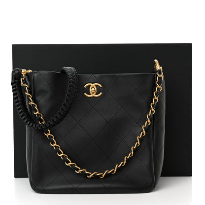 Chanel Calfskin Quilted Framing Chain Hobo Black 11 of 11