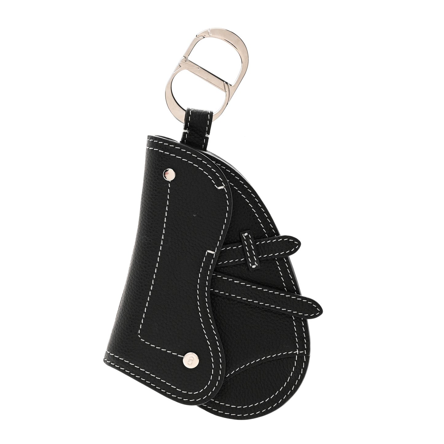 Grained Calfskin Saddle Mini Key Ring Black