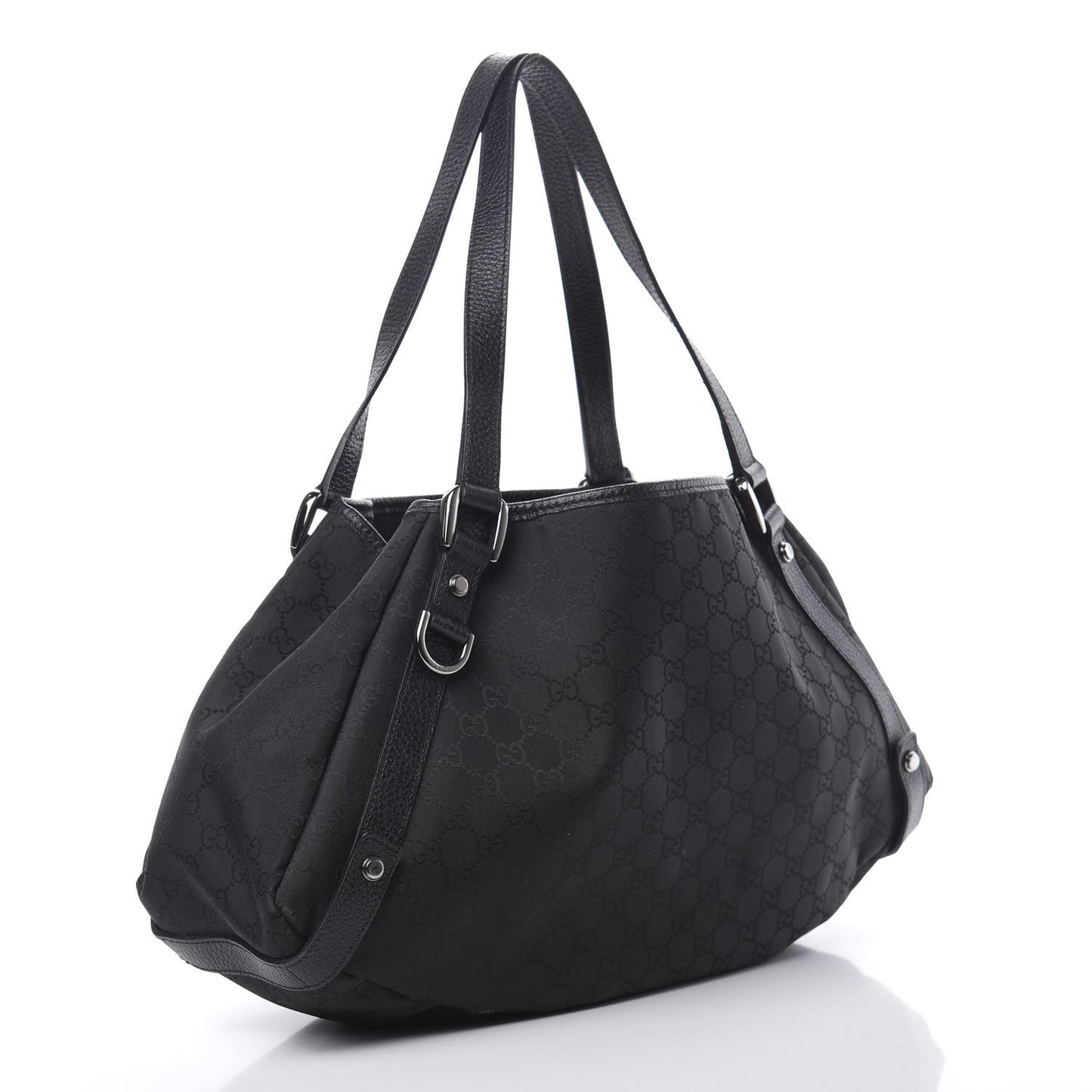 Nylon Monogram Medium Abbey Shoulder Bag Black