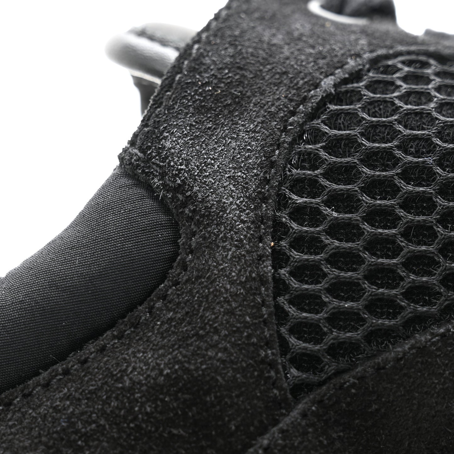Calfskin Mesh Lycra Suede Womens Logo Sneakers 38 Black