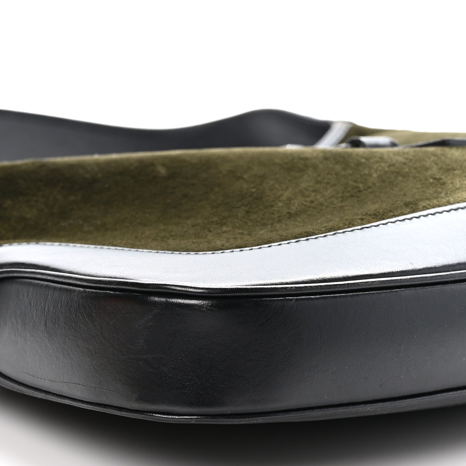 Gucci Velvet Calfskin Jackie O Hobo Black Green 9 of 10