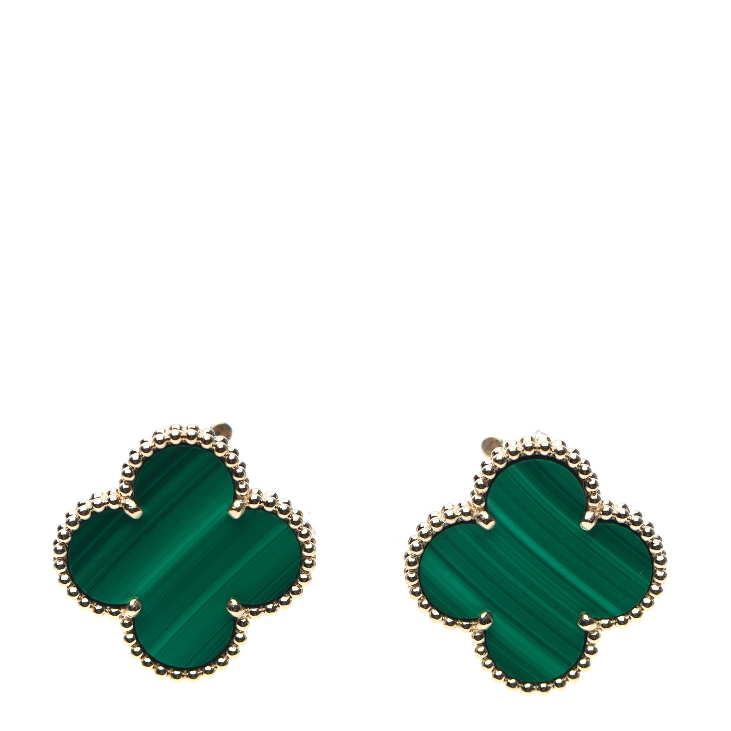 18K Yellow Gold Malachite Magic Alhambra Earrings