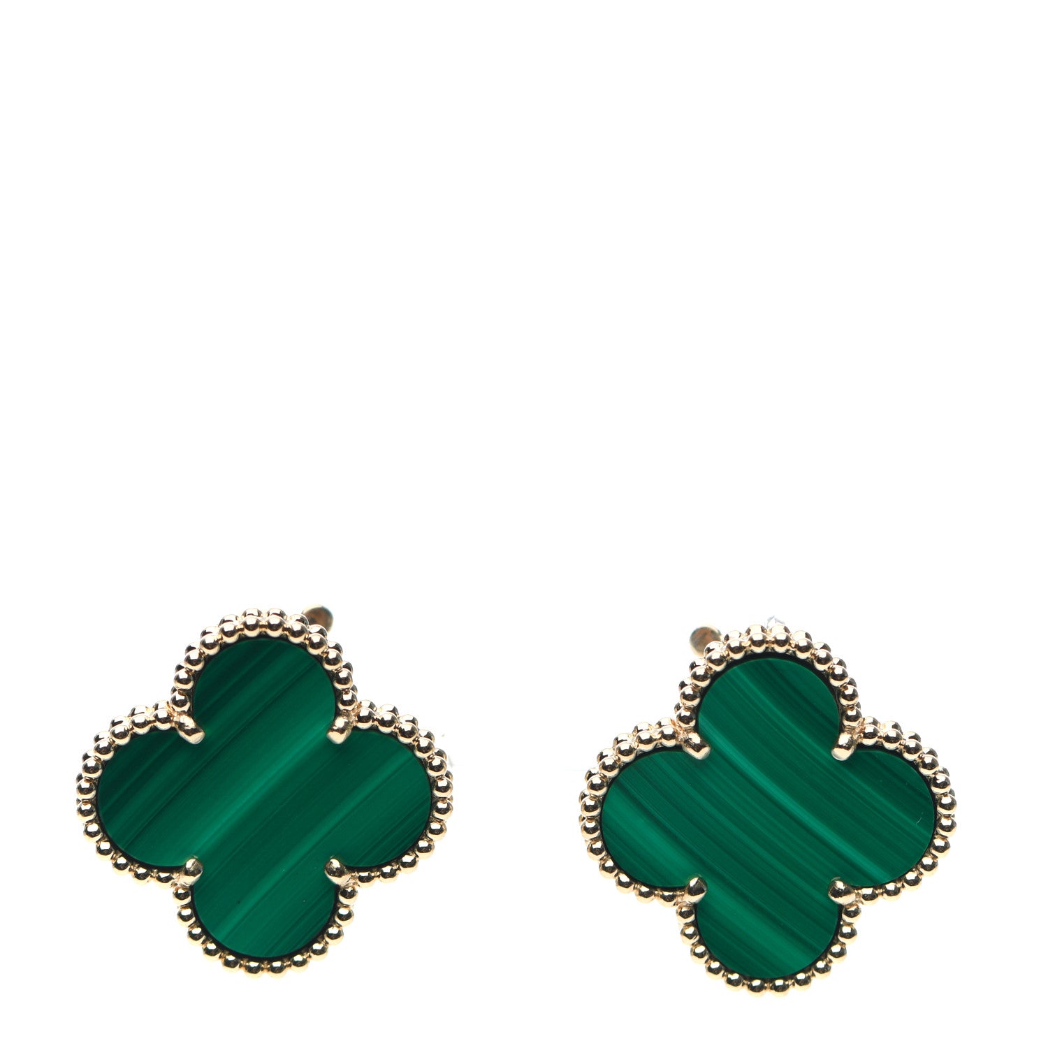 Van Cleef & Arpels 18K Yellow Gold Malachite Magic Alhambra Earrings 1 of 5