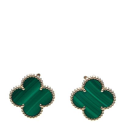 Van Cleef & Arpels 18K Yellow Gold Malachite Magic Alhambra Earrings 1 of 5