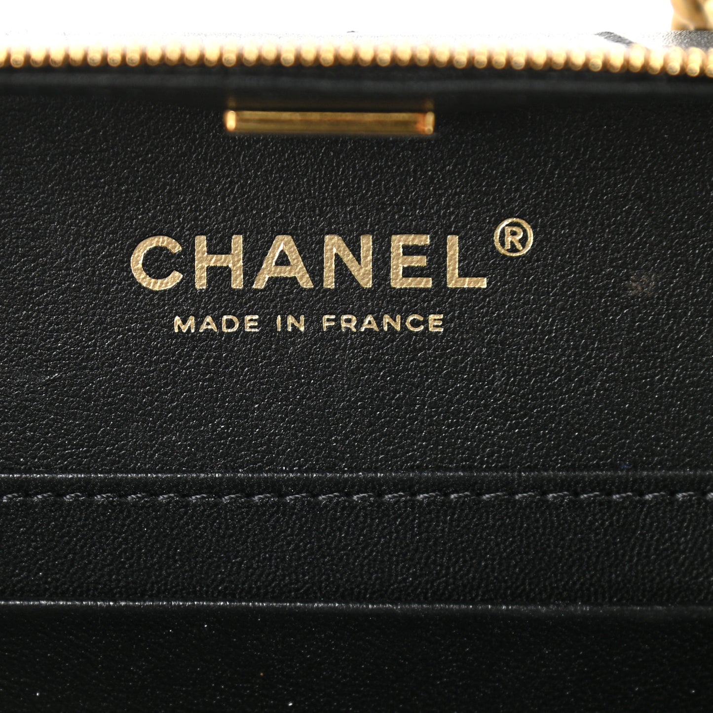 Lambskin Quilted Top Handle Small Vanity Case Black