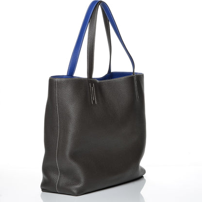Hermes Taurillon Clemence Double Sens 36 Reversible Tote Graphite Bleu Electrique 3 of 8