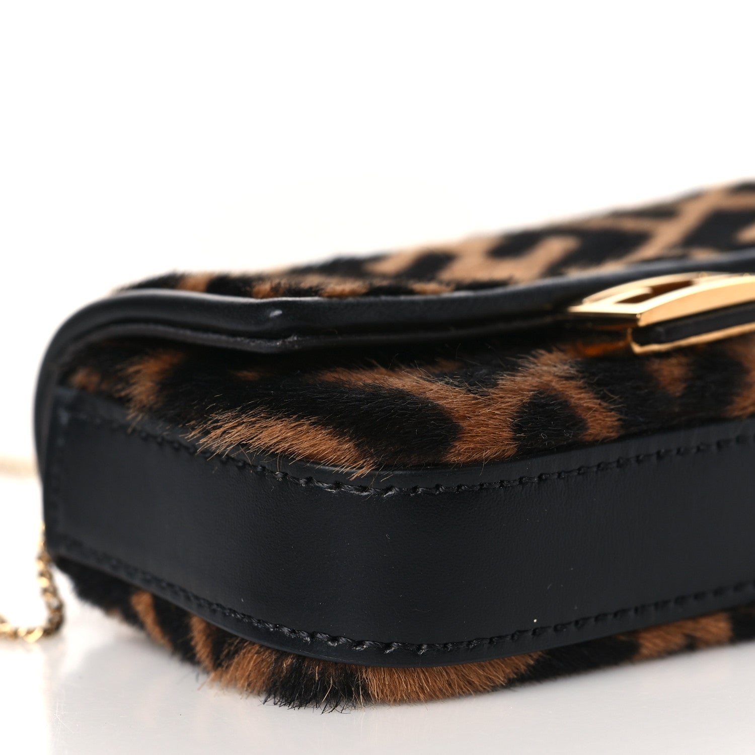 Fendi Sheared Sheepskin Vitello King FF Nano Baguette Charm Tobacco Moro Black 7 of 8