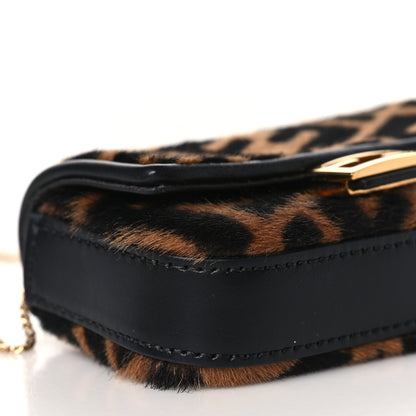 Fendi Sheared Sheepskin Vitello King FF Nano Baguette Charm Tobacco Moro Black 7 of 8