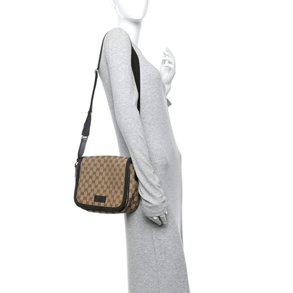 Gucci Monogram Flap Messenger Bag Beige Dark Brown 2 of 13