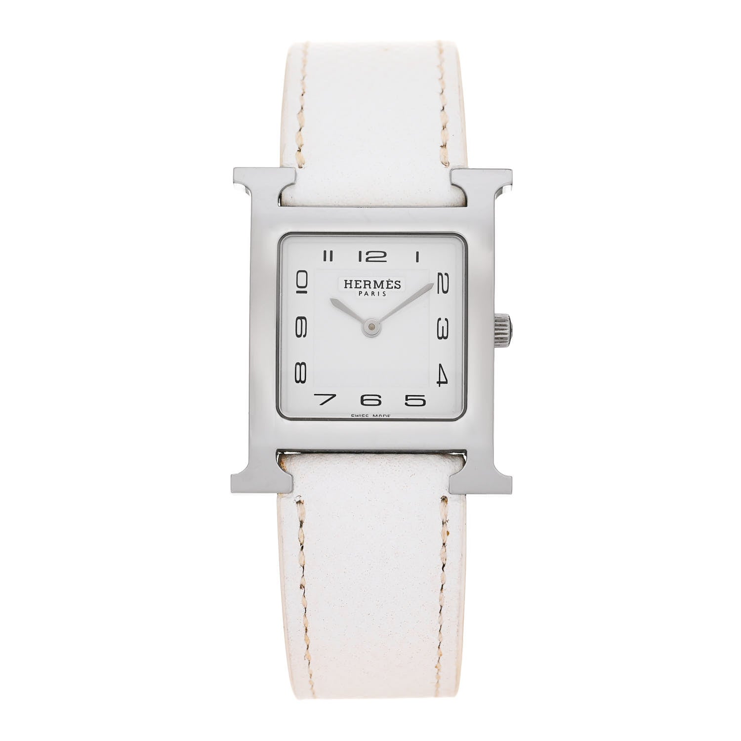 Hermes Stainless Steel Epsom 26mm Heure H Hour Quartz Watch Blanc 1 of 4