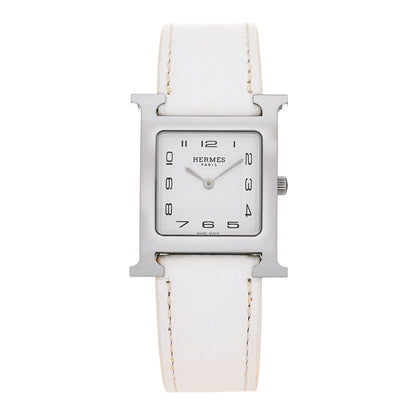 Hermes Stainless Steel Epsom 26mm Heure H Hour Quartz Watch Blanc 1 of 4