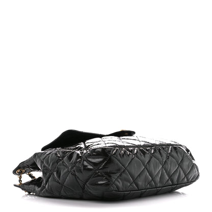 Chanel Shiny Crumpled Calfskin Quilted Large Wavy CC Hobo Black 4 of 11