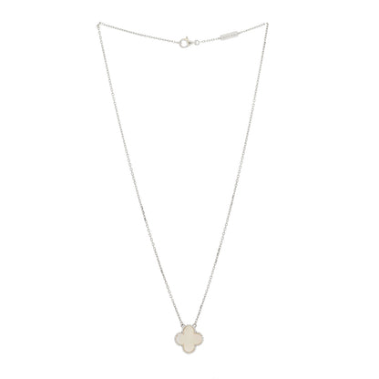 Van Cleef & Arpels 18K White Gold Mother of Pearl Vintage Alhambra Pendant Necklace 3 of 5