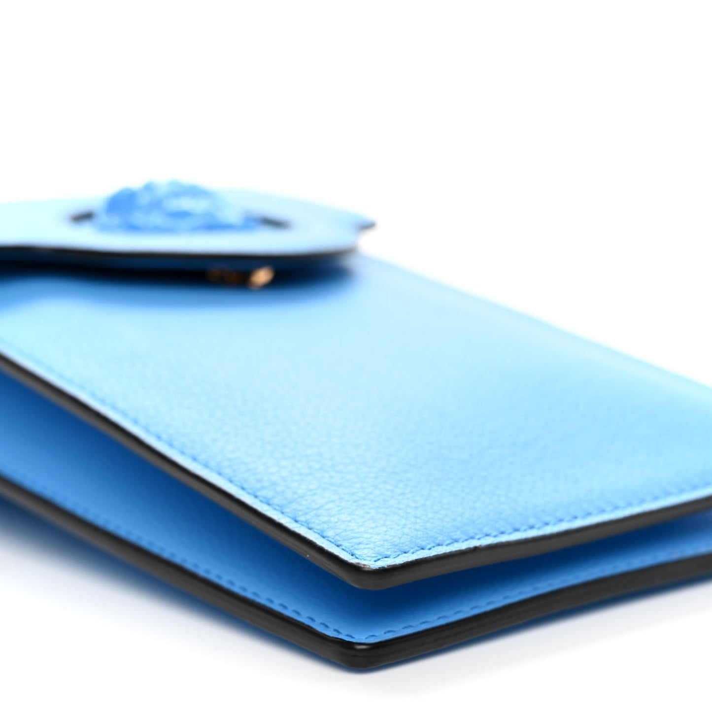 Calfskin La Medusa Chain Crossbody Phone Pouch DV Blue