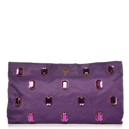 Prada Tessuto Nylon Pietre Jeweled Clutch Anemone 1 of 7