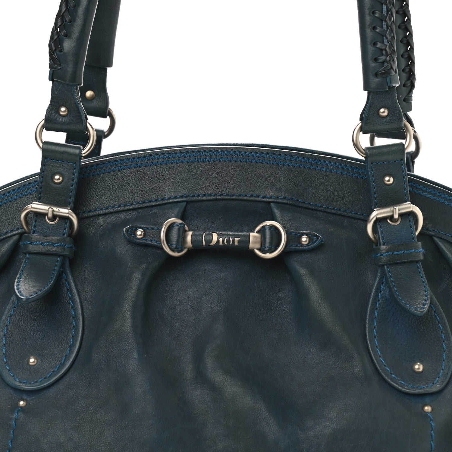 Christian Dior Calfskin Frame Satchel Blue 19 of 20