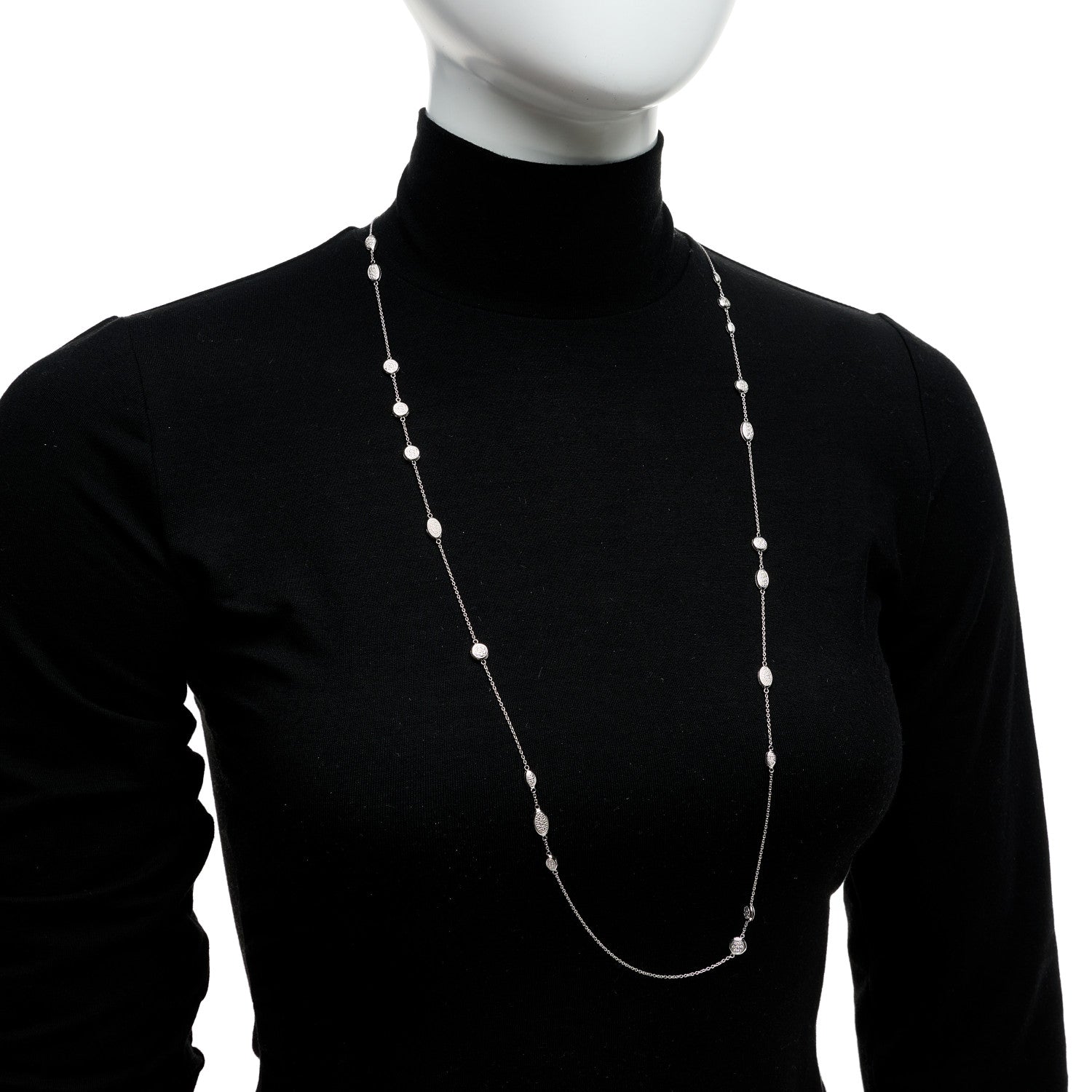 Roberto Coin 18K White Gold Diamond Station Necklace 2 of 5