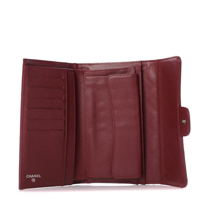 Chanel Caviar Quilted Large Gusset Flap Wallet Dark Red 5 of 12