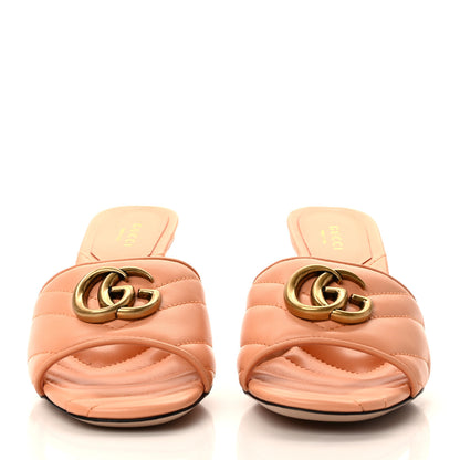 Gucci Nappa Matelasse GG Marmont 75mm Slide Sandals 36 Peachy Chic 2 of 9