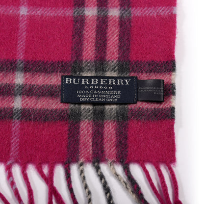 Burberry Cashmere Vintage Check Fringe Scarf Fuchsia 3 of 4